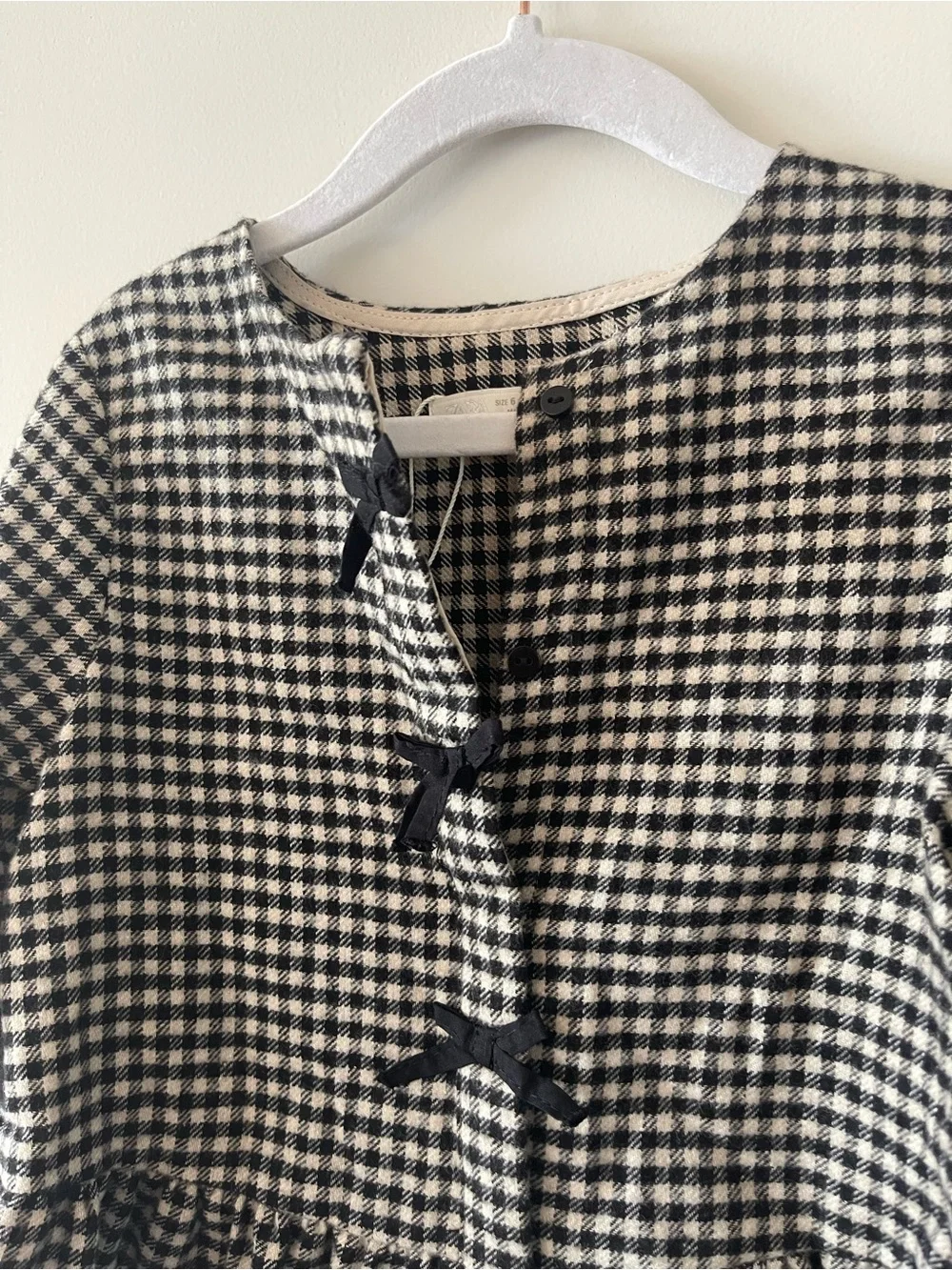 Zara Girls Black & White Gingham Peplum Jacket size 6